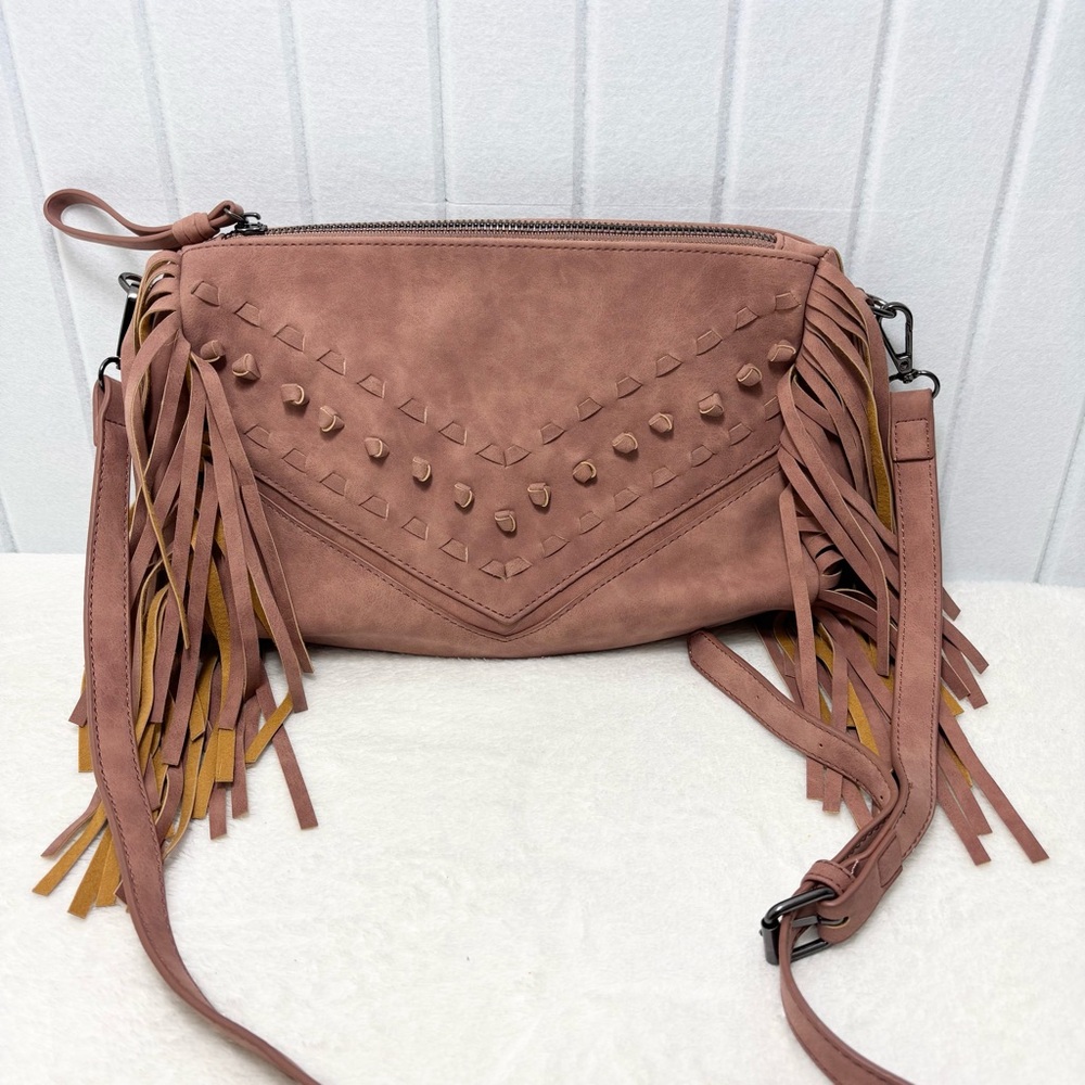 Danielle Nicole Western Pink Crossbody Bag with Fringe